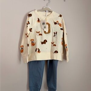 Kids Cream Dog Print Sweatshirt